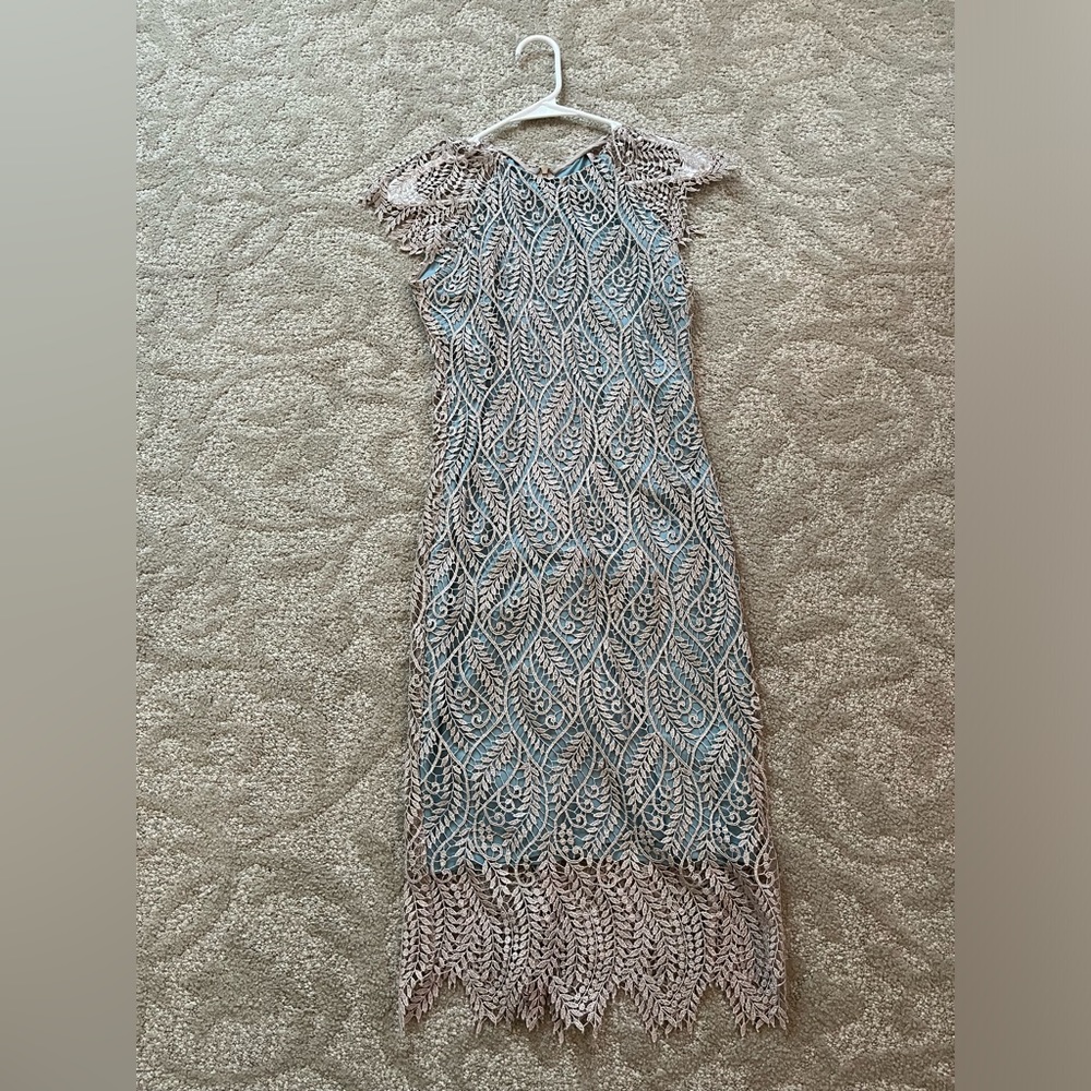 Beautiful gold dress with lace detailing. Used. Great condition.